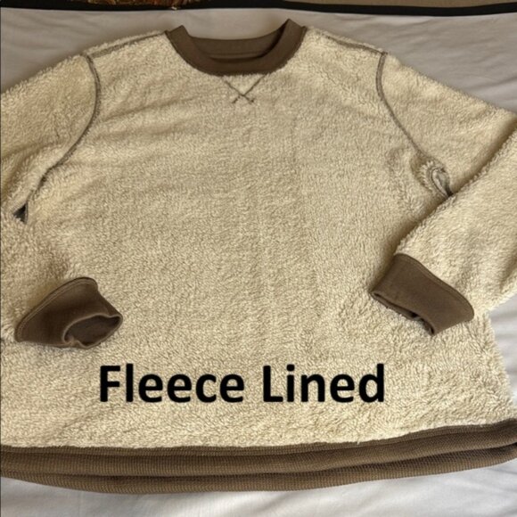 BC Clothing Heritage Men's Waffle Fleece Lined Brown Sweatshirt Crew Neck Sz S - Picture 3 of 11